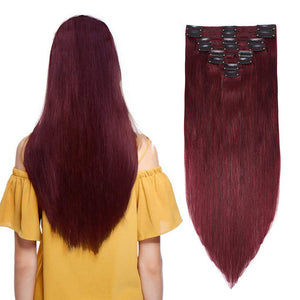 Double Weft 100% Remy Human Hair Clip in Extensions