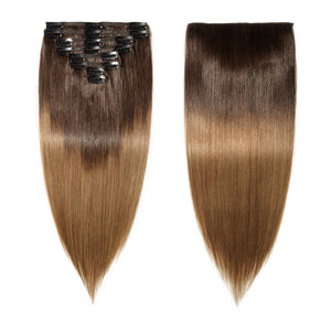 Double Weft 100% Remy Human Hair Clip in Extensions