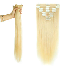 Load image into Gallery viewer, Double Weft 100% Remy Human Hair Clip in Extensions