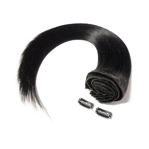 Double Weft 100% Remy Human Hair Clip in Extensions 10''-22'' Grade 7A Quality Full Head Soft Silky Straight 8pcs 18clips Off Black (14" / 14 inch 120g,#1B Natural Black)