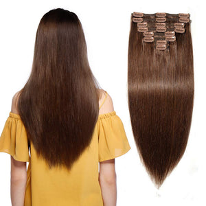 Double Weft 100% Remy Human Hair Clip in Extensions