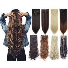 Load image into Gallery viewer, 3-5 Days Delivery 7Pcs 16 Clips 23-24 Inch Thick Curly Straight Full Head Clip in on Double Weft Hair Extensions 25 Colors