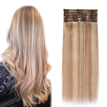 Load image into Gallery viewer, Double Weft 100% Remy Human Hair Clip in Extensions