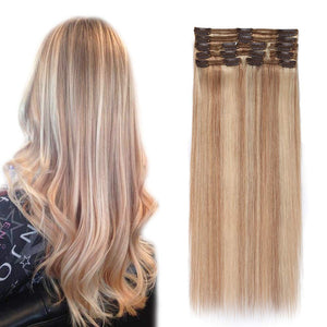 Double Weft 100% Remy Human Hair Clip in Extensions