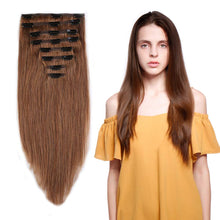 Load image into Gallery viewer, Double Weft 100% Remy Human Hair Clip in Extensions