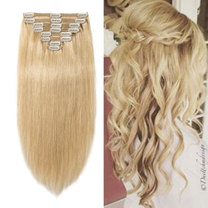 Double Weft 100% Remy Human Hair Clip in Extensions