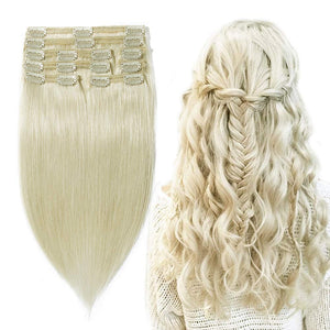 Double Weft 100% Remy Human Hair Clip in Extensions