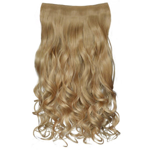 REECHO 20" 1-pack 3/4 Full Head Curly Wave Clips in on Synthetic Hair Extensions Hair pieces for Women 5 Clips 4.6 Oz Per Piece - Dark brown