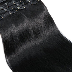 Double Weft 100% Remy Human Hair Clip in Extensions 10''-22'' Grade 7A Quality Full Head Soft Silky Straight 8pcs 18clips Off Black (14" / 14 inch 120g,#1B Natural Black)