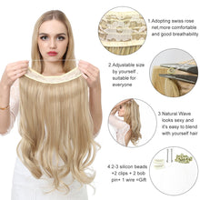 Load image into Gallery viewer, SARLA 14&quot; 16&quot; 18&quot; 4.3oz Synthetic Wavy Halo Hair Extension Natural Hairpieces No Clip No Glue No Tape M01 (18&quot; wave,#16H613 Dirty Blonde)