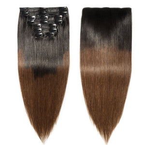 Double Weft 100% Remy Human Hair Clip in Extensions