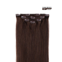 Load image into Gallery viewer, 14&quot; Clip in Hair Extensions Remy Human Hair for Women - Silky Straight Human Hair Clip in Extensions 50grams 4pieces Dark Brown #2 Color