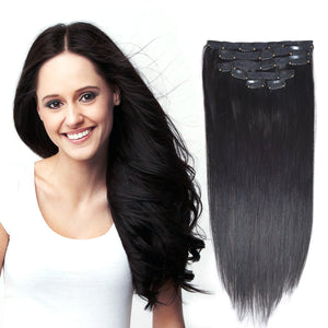 14"Remy Human Hair Clip in Extensions for Women Thick to Ends Dark Brown(#2) 6Pieces 70grams/2.45oz