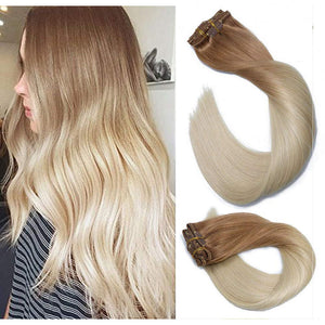 Clip In Human Hair Extensions Thicken Double