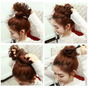 Hair Bun Extensions Wavy Curly Messy Donut Chignons Hair Piece Wig Hairpiece