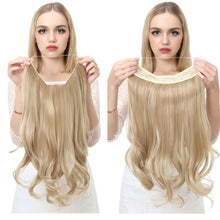 Load image into Gallery viewer, SARLA 14&quot; 16&quot; 18&quot; 4.3oz Synthetic Wavy Halo Hair Extension Natural Hairpieces No Clip No Glue No Tape M01 (18&quot; wave,#16H613 Dirty Blonde)