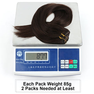 14"Remy Human Hair Clip in Extensions for Women Thick to Ends Dark Brown(#2) 6Pieces 70grams/2.45oz