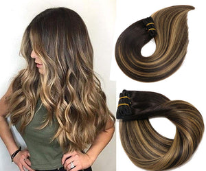 Clip In Human Hair Extensions Thicken Double