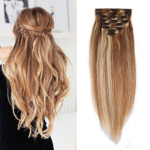 Double Weft 100% Remy Human Hair Clip in Extensions