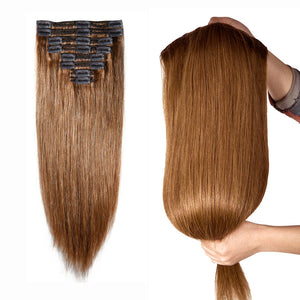 Double Weft 100% Remy Human Hair Clip in Extensions