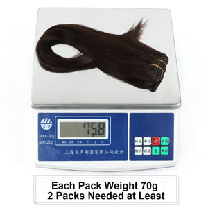 14"Remy Human Hair Clip in Extensions for Women Thick to Ends Dark Brown(#2) 6Pieces 70grams/2.45oz